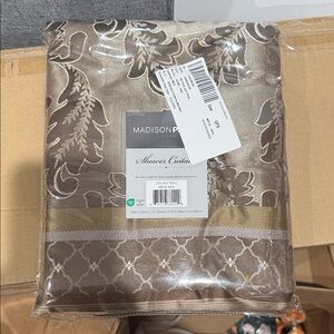 Madison Park Elegant Brown and Gold Shower Curtain